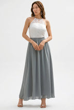 CT|Damen Hochzeitsgast Halter Maxi Kleid