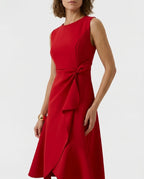 CT|Drapiertes Asymmetrisches Midikleid für Damen