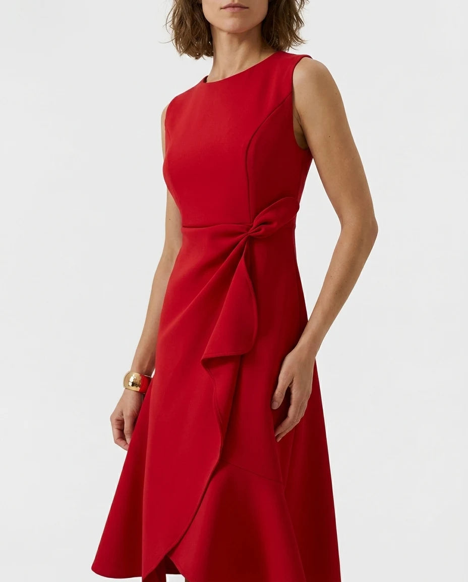 CT|Drapiertes Asymmetrisches Midikleid für Damen