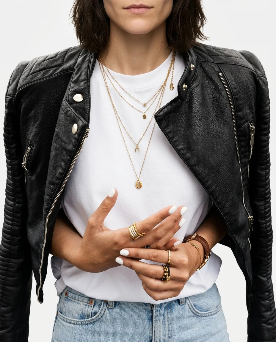 CT|Damen Leder Bikerjacke mit Asymmetrischem Reißverschluss