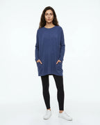 CT|Damen Langer Pullover mit Rundhalsausschnitt