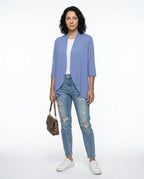 CT|Damen Strickjacke mit Kurzarm und Drapierter Front