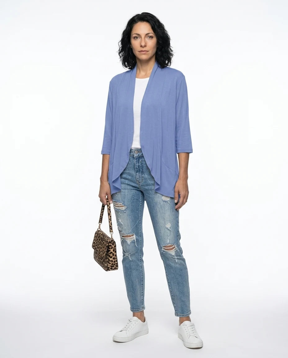 CT|Damen Strickjacke mit Kurzarm und Drapierter Front