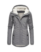 CT|Langer Damen Winterparka mit Kapuze und Plissierung