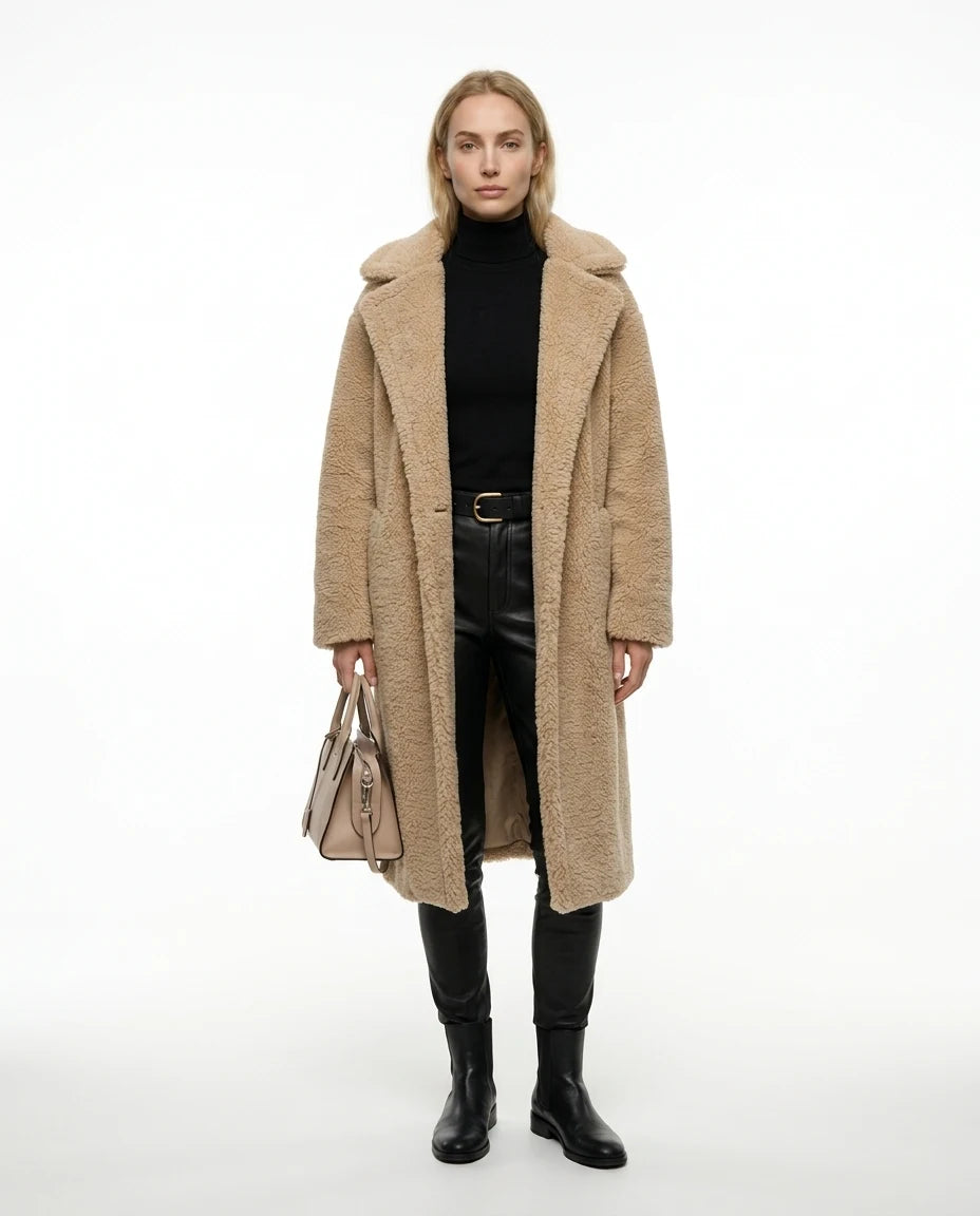 CT|Damen Teddyjacke mit Kapuze und Flauschiger Optik