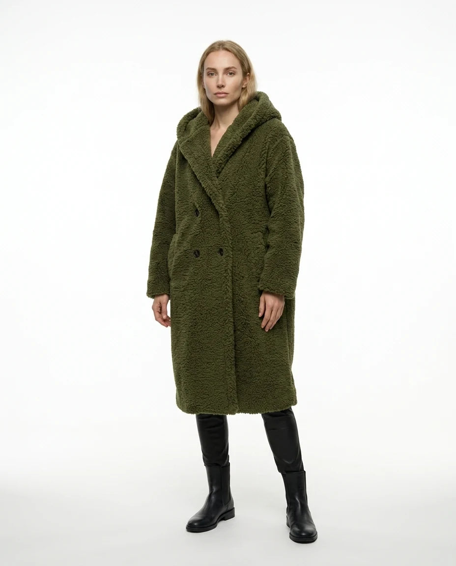 CT|Damen Teddyjacke mit Kapuze und Flauschiger Optik