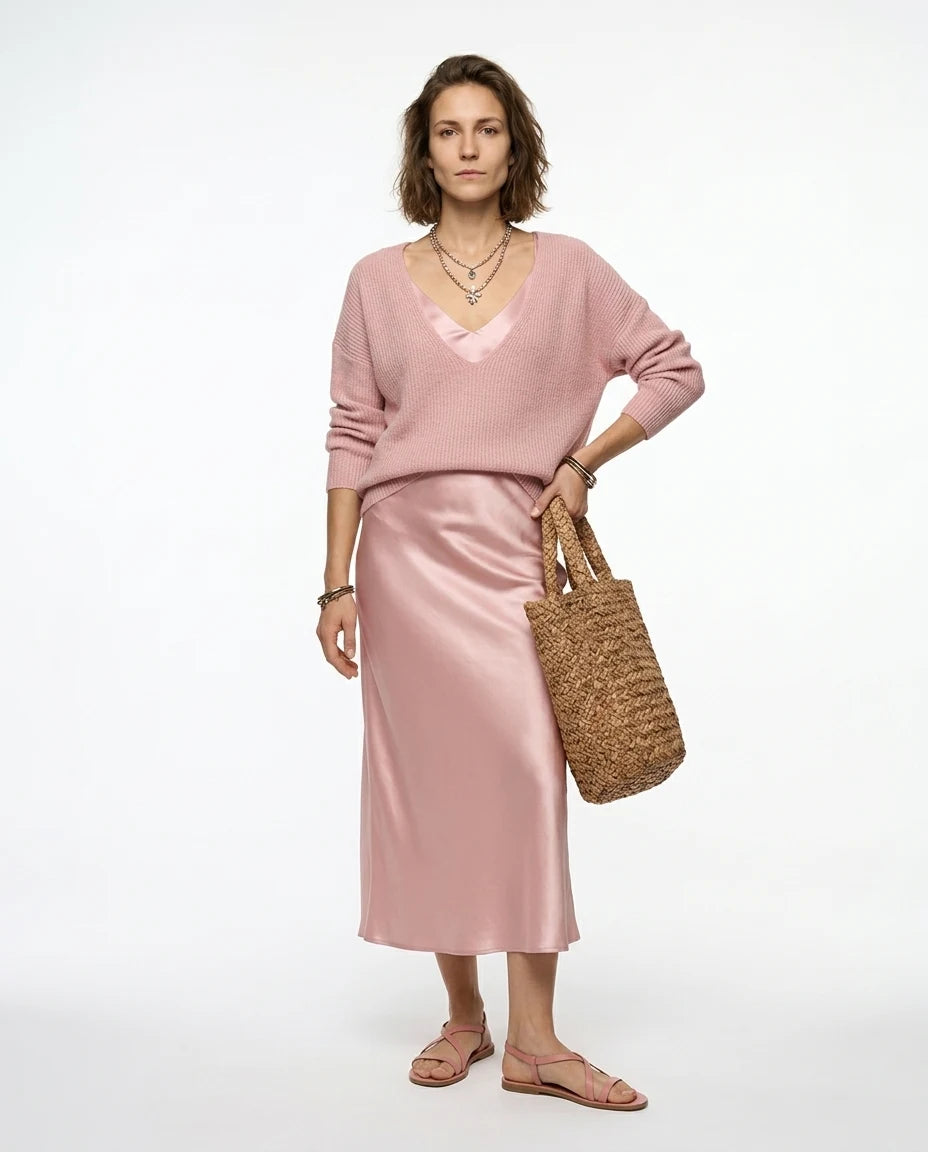 CT|Elegantes Damen Midikleid-Set mit Strickjacke