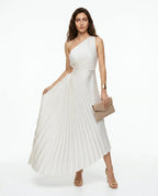 CT|Damen One-Shoulder Plissiertes Maxikleid