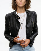 CT|Damen Leder Bikerjacke mit Asymmetrischem Reißverschluss