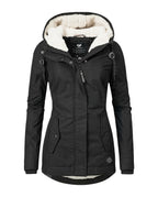 CT|Langer Damen Winterparka mit Kapuze und Plissierung