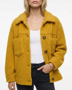 CT|Damen Teddyjacke mit Knopfleiste