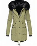CT|Damen Taillierter Winterparka mit Abnehmbarer Kapuze