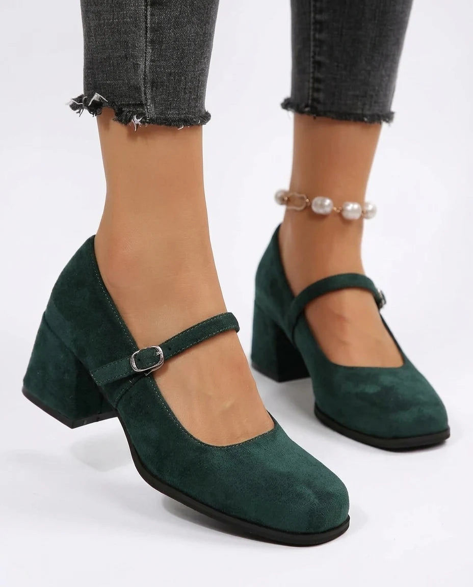 CT|Wildleder-Pumps mit Schnalle