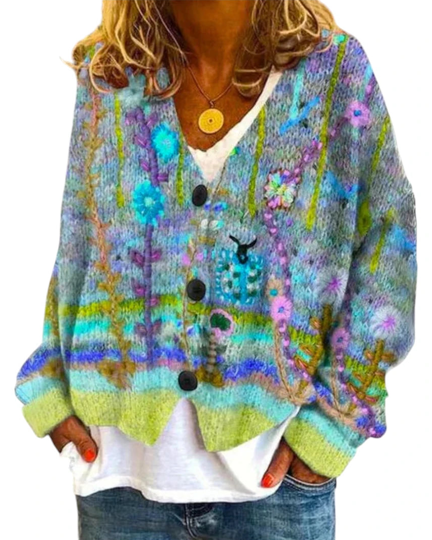 Marlise | Damen Cardigan mit farbenfrohem Muster