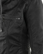 CT|Damen Lederjacke mit Abnehmbarer Kapuze
