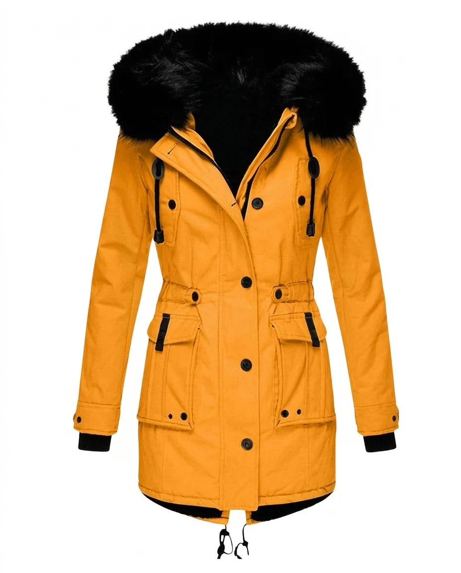 CT|Damen Taillierter Winterparka mit Abnehmbarer Kapuze