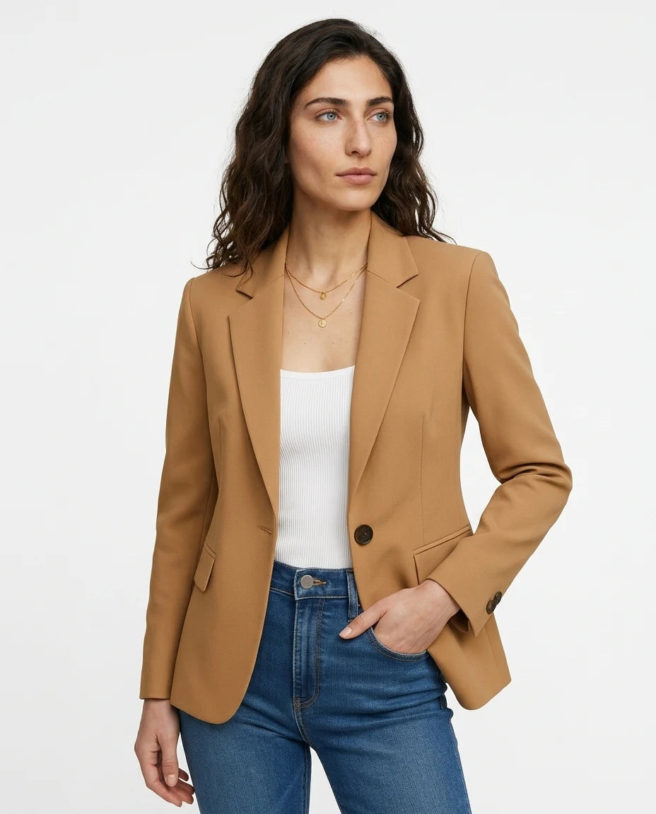 CT|Damen Einreihiger Taillierter Blazer mit Langarm