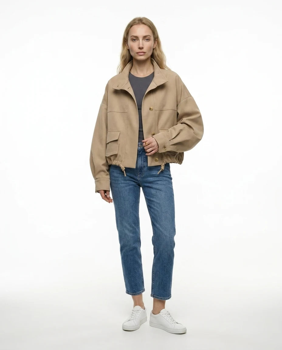 CT|Damen Oversized Jacke mit Knöpfen