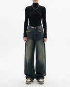 CT|Baggy Damenjeans mit Hoher Taille und Weit Beinen