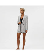 CT|Damen Zweireihiges Blazer- und Shorts-Set