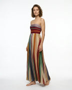 CT|Damen Trägerloses Festliches Maxikleid mit Plisseerock