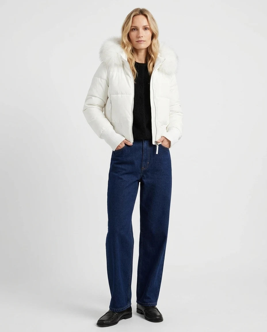 CT|Damen Gesteppte Winterjacke mit Kunstfellkragen
