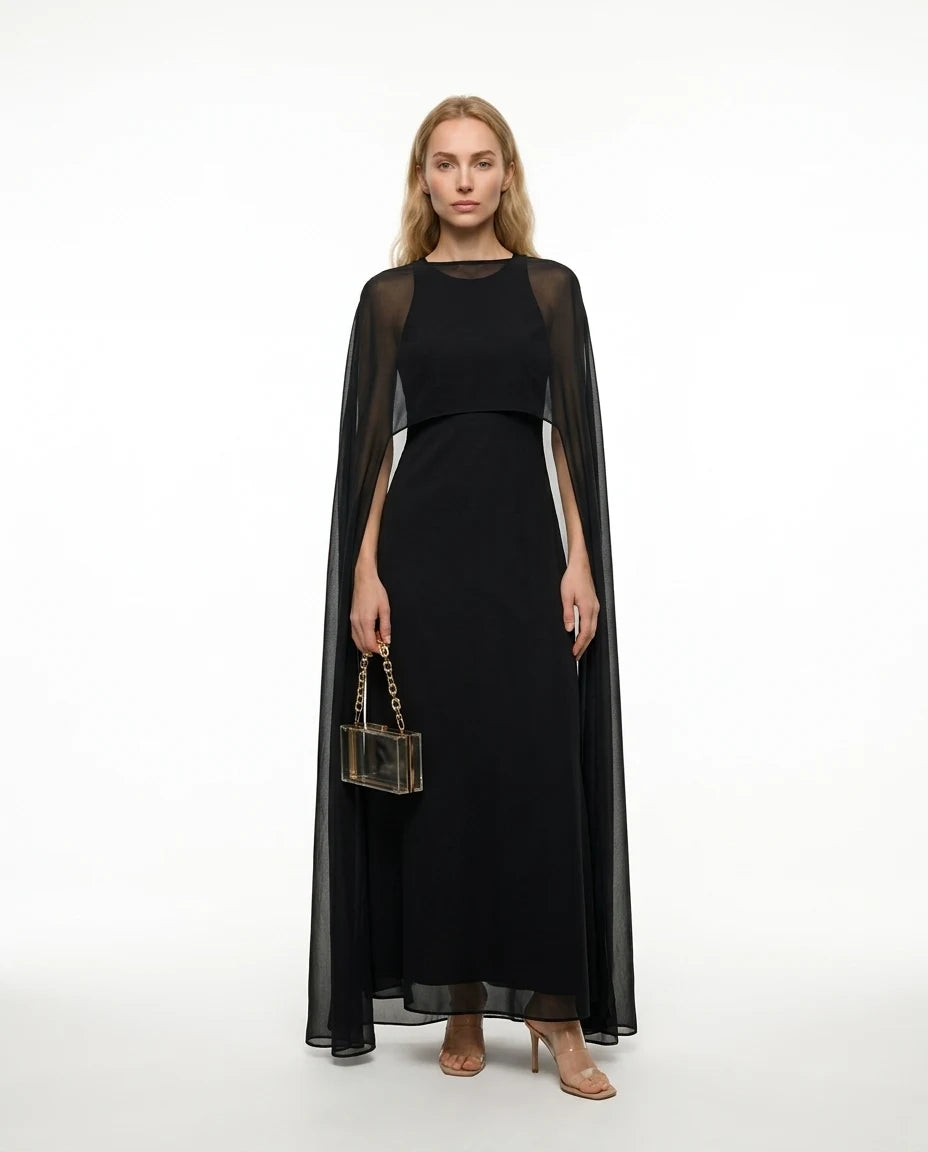 CT|Damen Cape-Maxikleid für Hochzeitsgäste