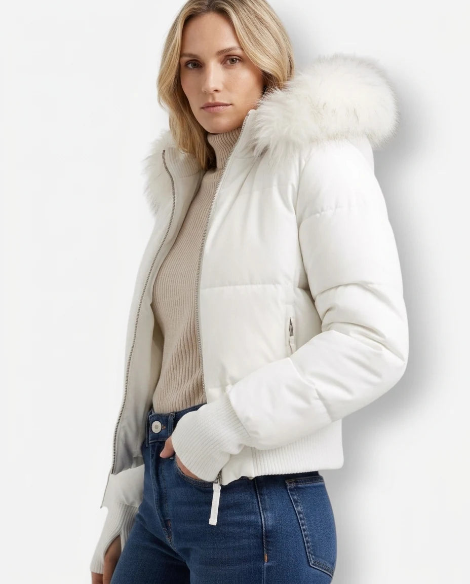 CT|Damen Gesteppte Winterjacke mit Kunstfellkragen