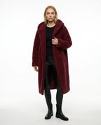 CT|Damen Teddyjacke mit Kapuze und Flauschiger Optik