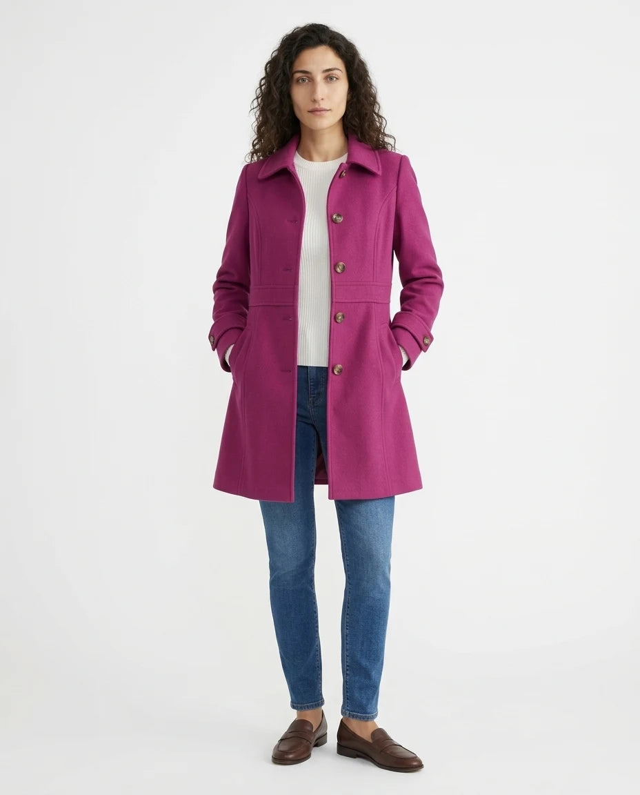 CT|Taillierter A-Linien-Mantel mit strukturierter Knopfleiste