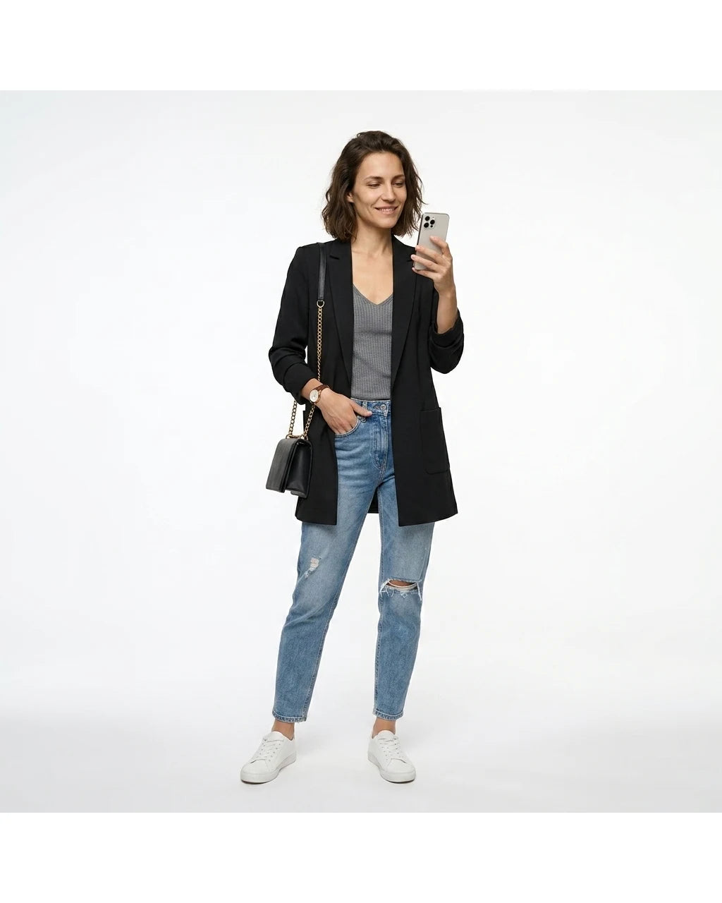 CT|Damen Langer Modischer Regulärer Blazer