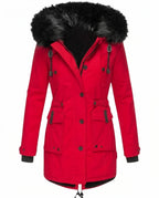 CT|Damen Taillierter Winterparka mit Abnehmbarer Kapuze