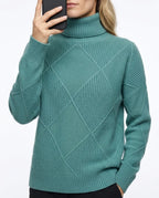 CT|Damen Kaschmir Rollkragenpullover mit Rautenstrick