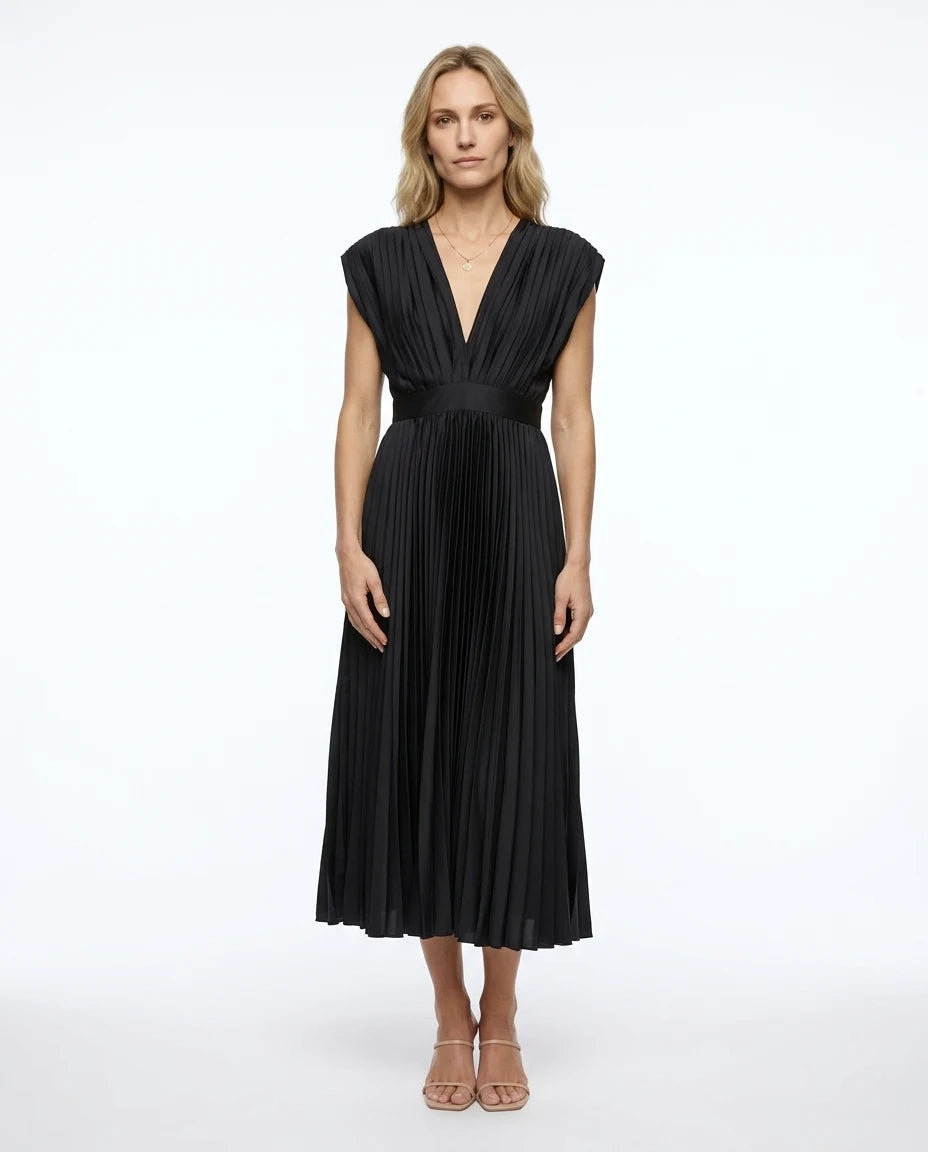 CT|Klassisches Damen-Maxikleid mit Plissee