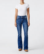 CT|Damen Hochtaillierte Schlagjeans mit Used-Look
