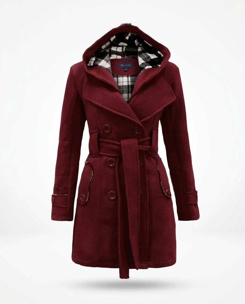 CT|Damen Trenchcoat mit Doppelreiher und Kapuze