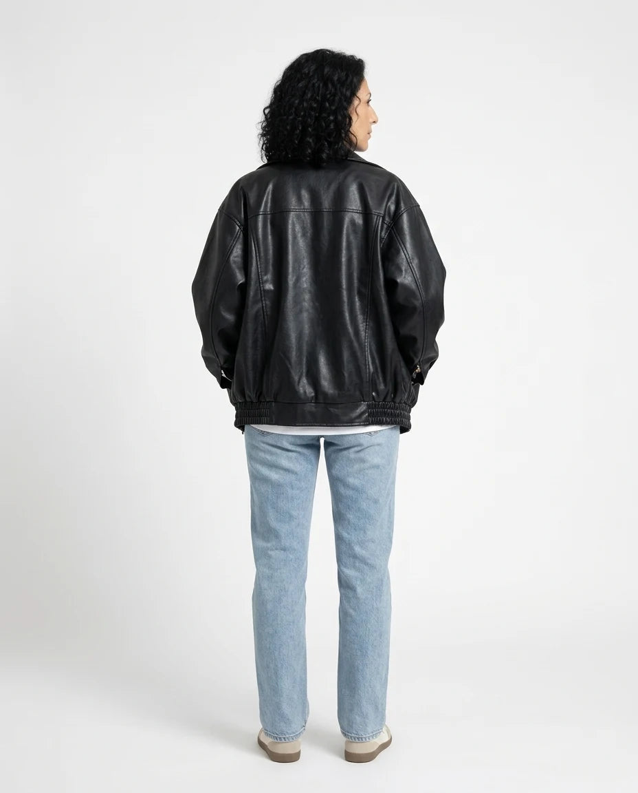 CT|Damen Oversized Vintage-Lederjacke