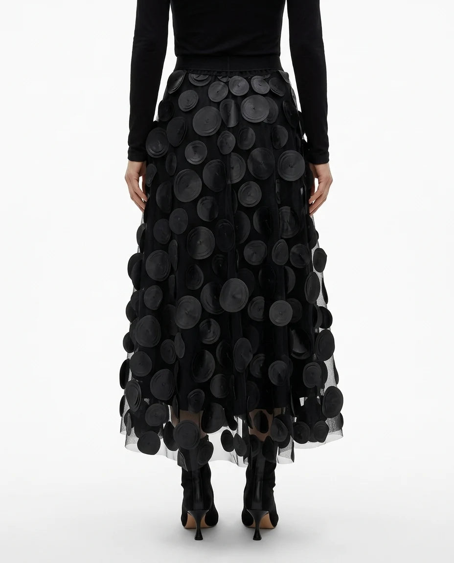 CT|Fließender Polka-Dot-Rock mit Femininer Silhouette