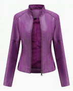 CT|Damen Biker Lederjacke mit Vintage-Kragen und Reißverschluss