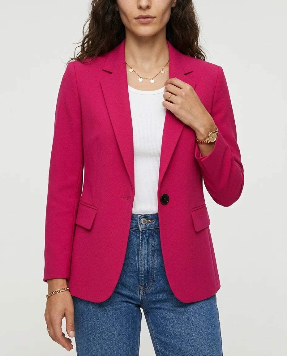 CT|Damen Einreihiger Taillierter Blazer mit Langarm