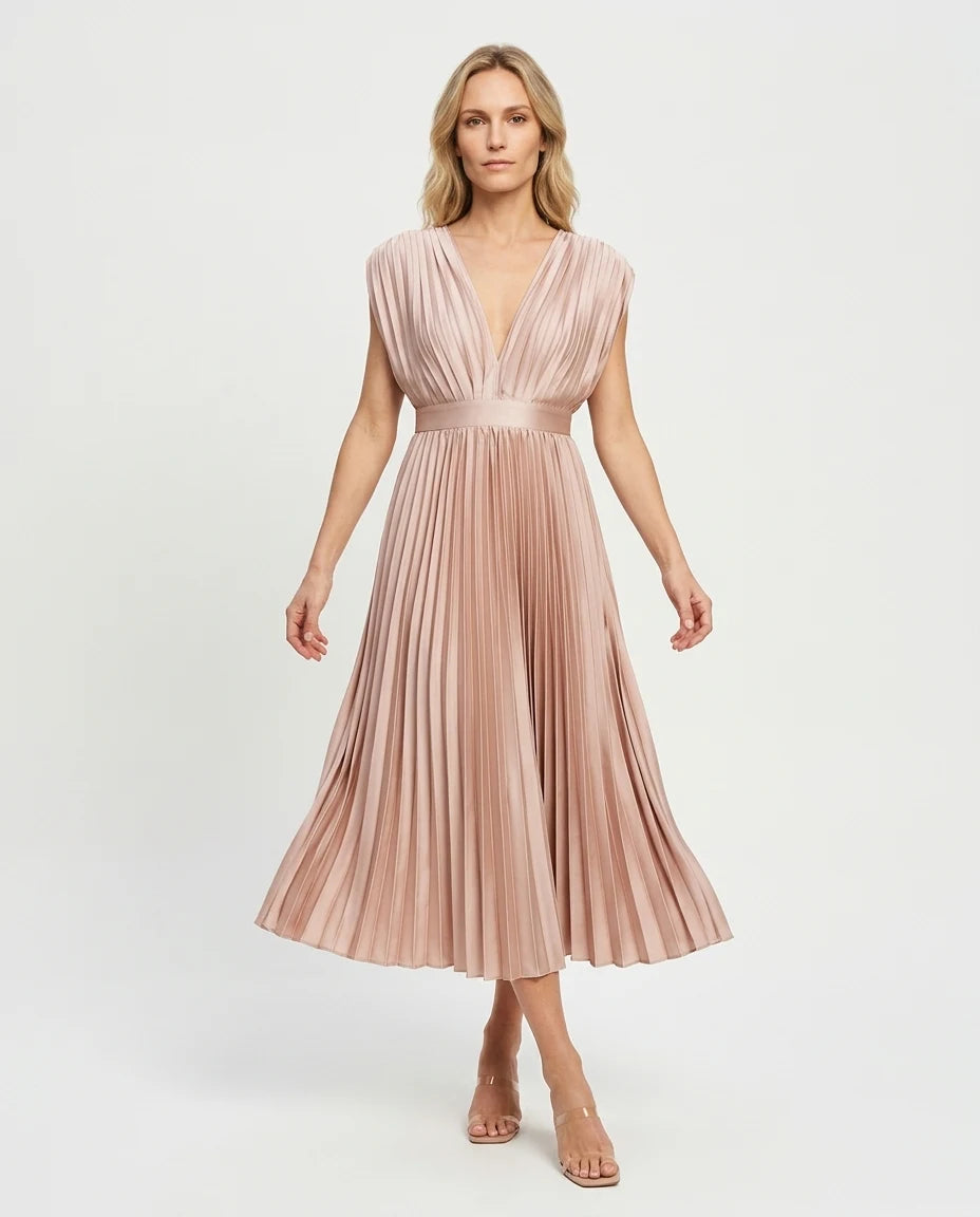CT|Klassisches Damen-Maxikleid mit Plissee