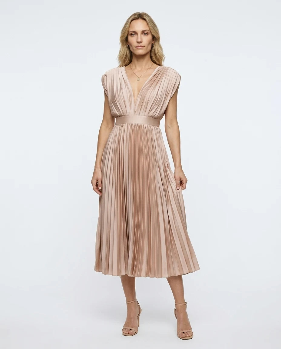 CT|Klassisches Damen-Maxikleid mit Plissee