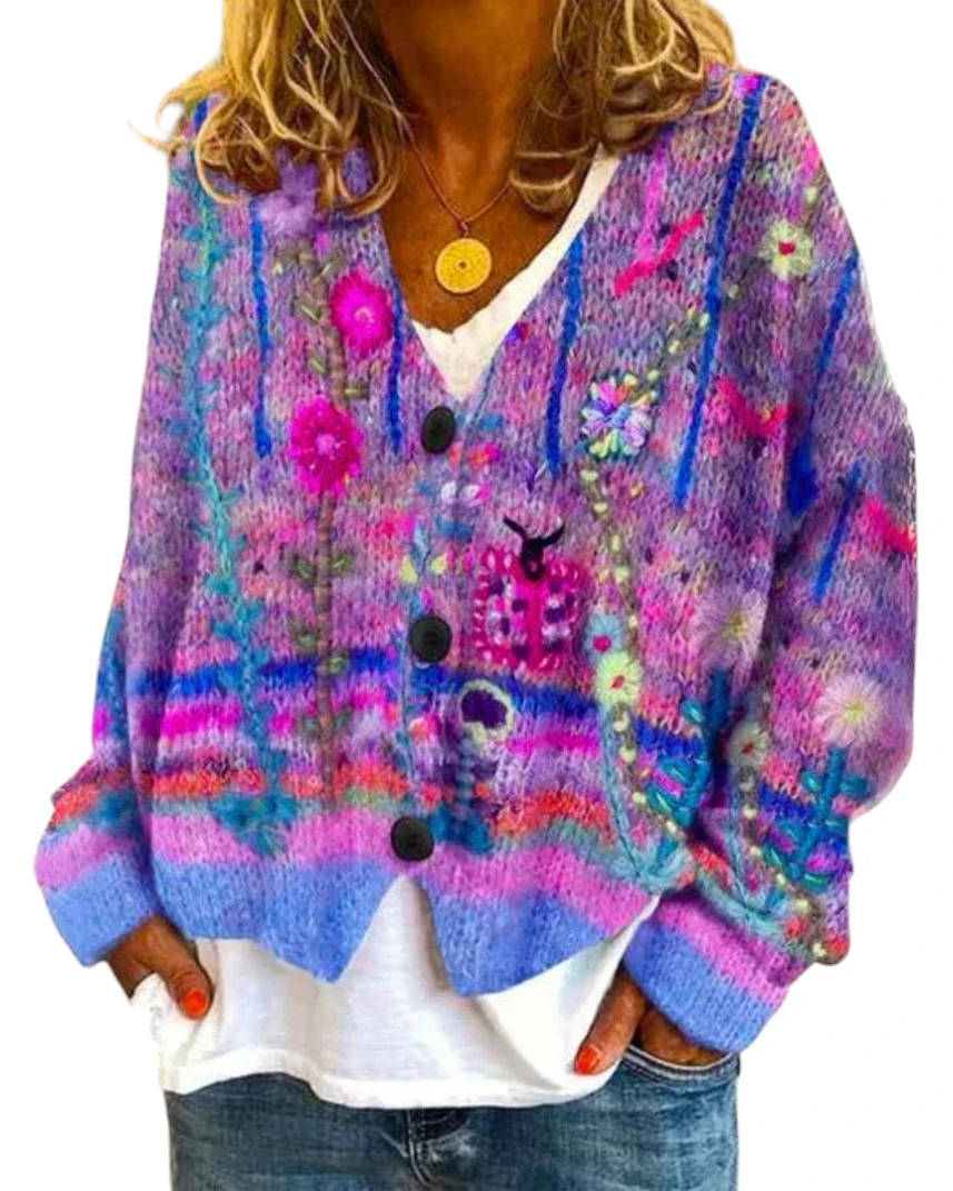 Marlise | Damen Cardigan mit farbenfrohem Muster