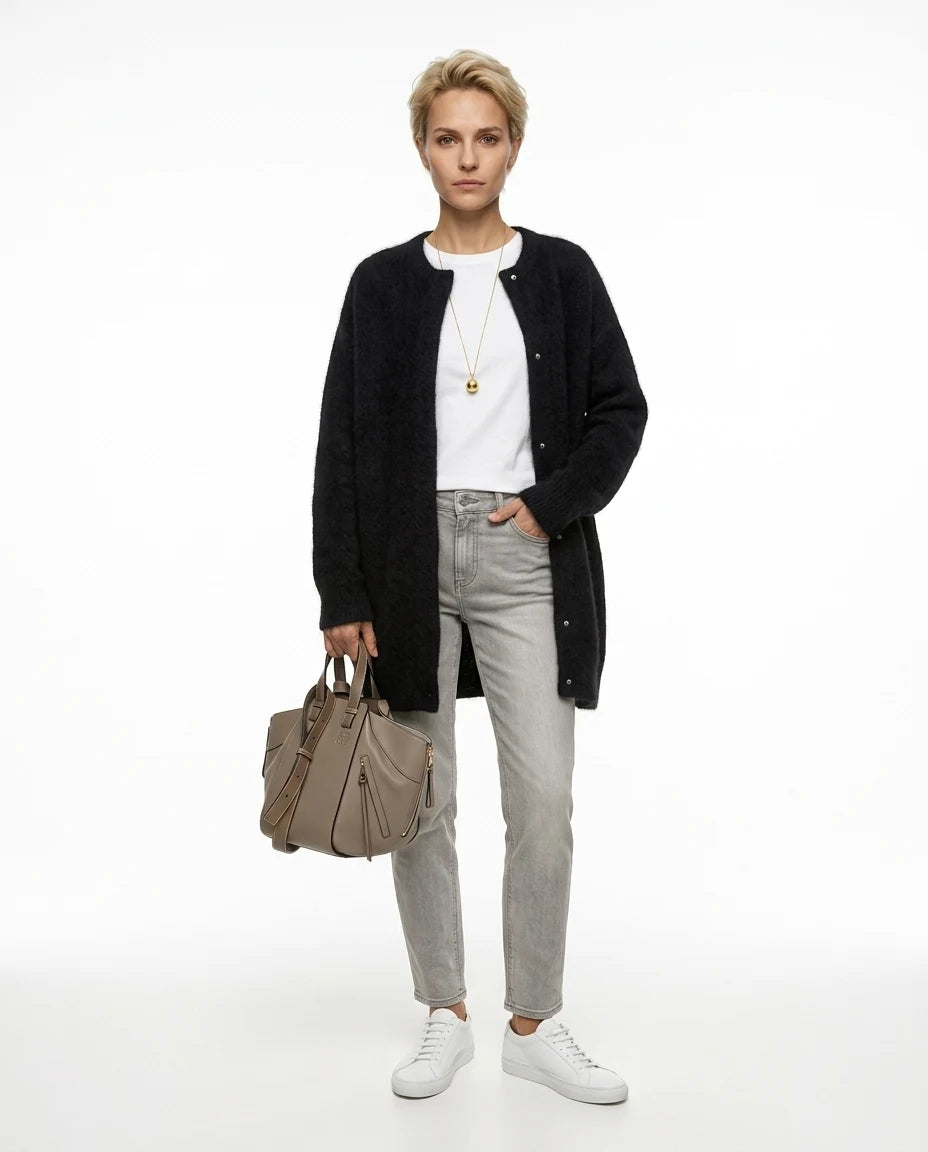 CT|Offene Damen-Strickjacke aus Mohair