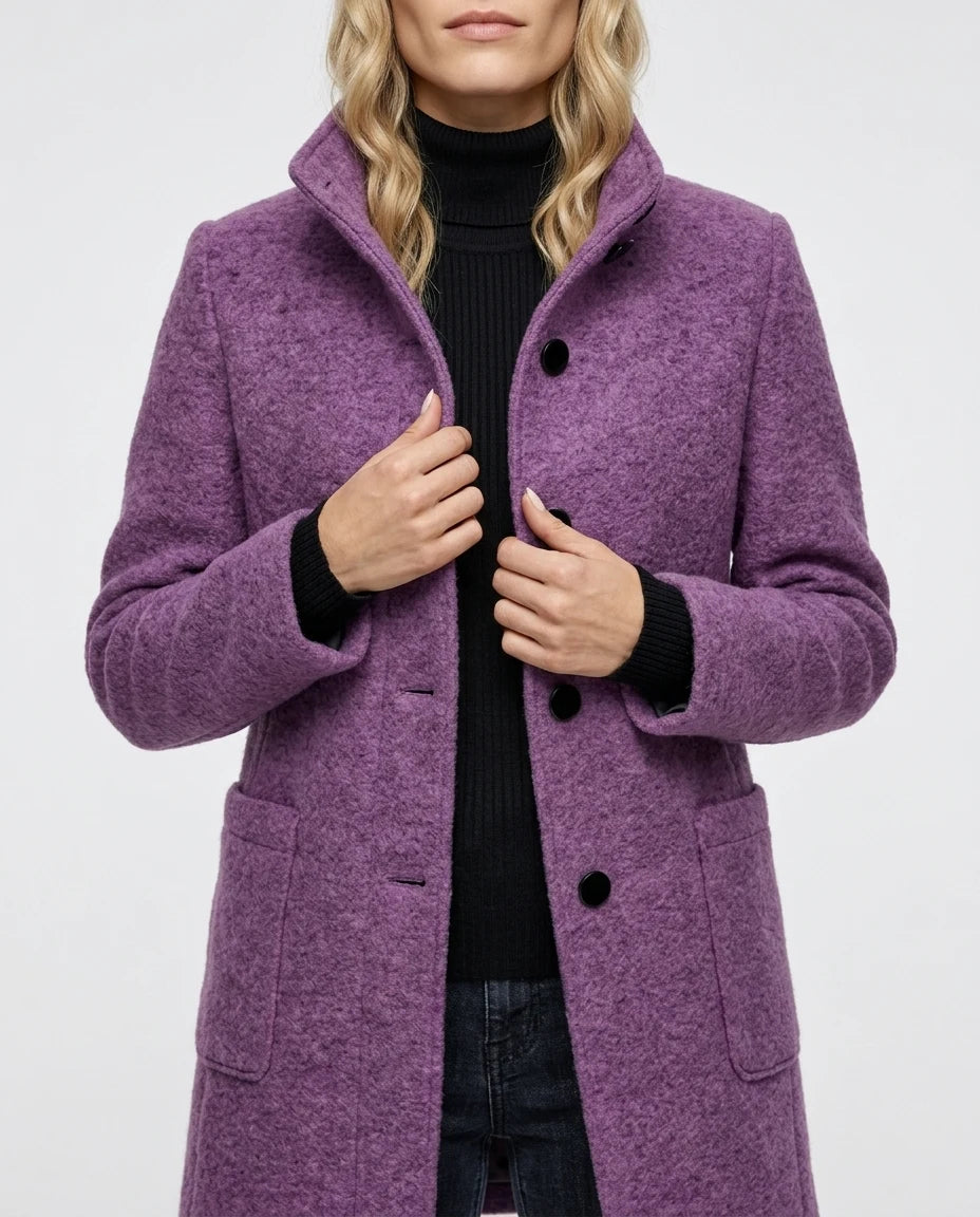 CT|Damen Eleganter Winter Wollmantel mit Knopfverschluss