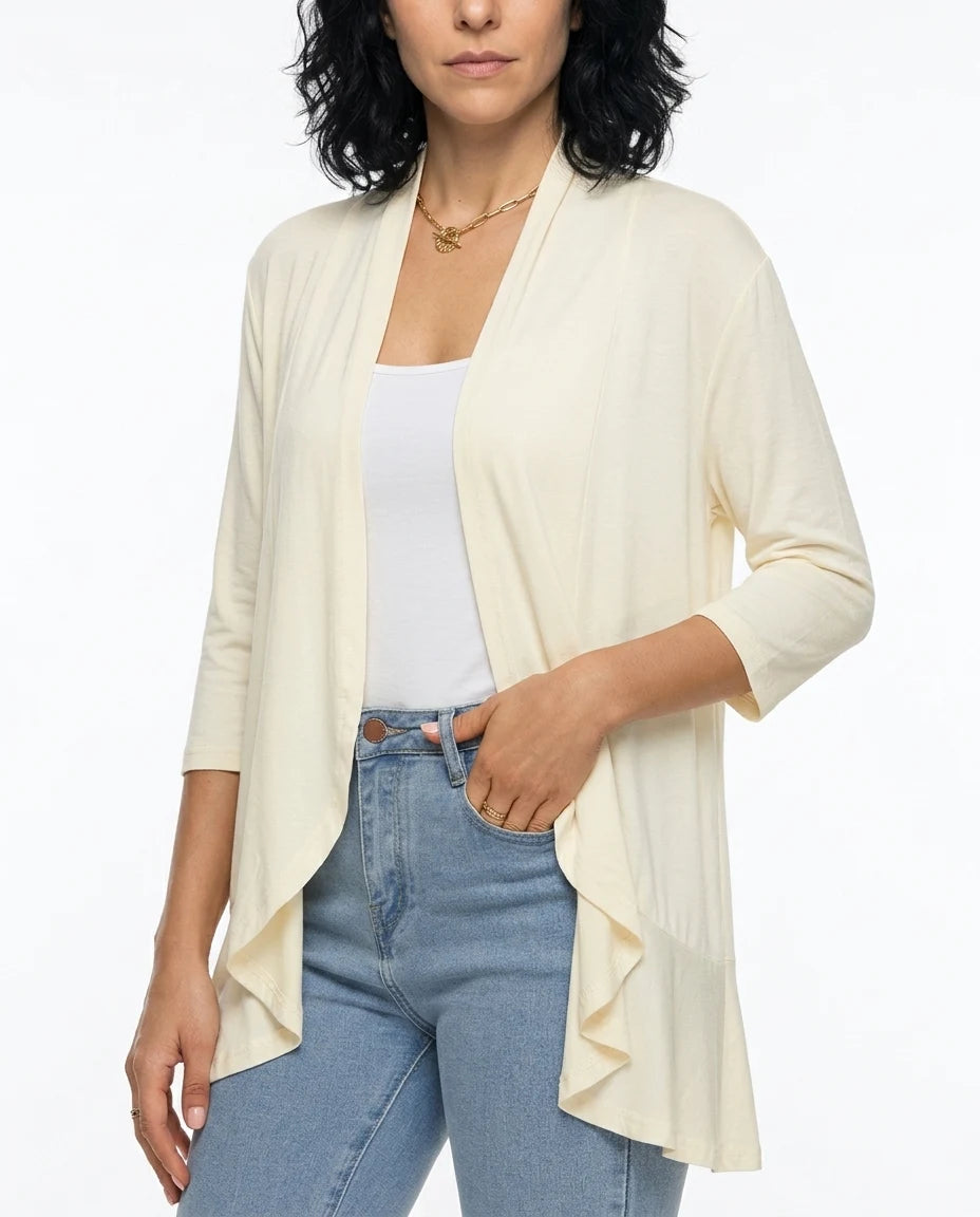 CT|Damen Strickjacke mit Kurzarm und Drapierter Front