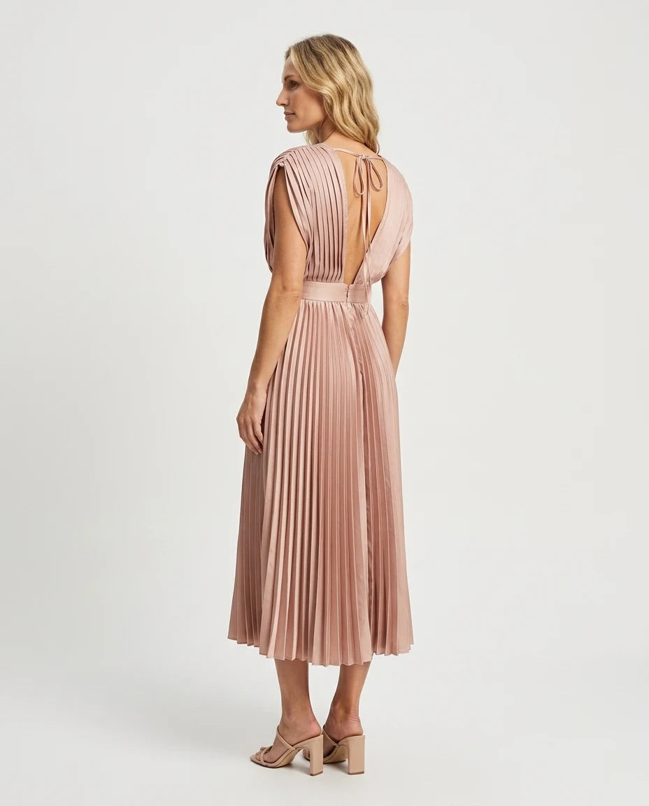 CT|Klassisches Damen-Maxikleid mit Plissee