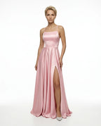CT|Damen Langärmliges Hochzeitsgastkleid mit Seitenschlitz
