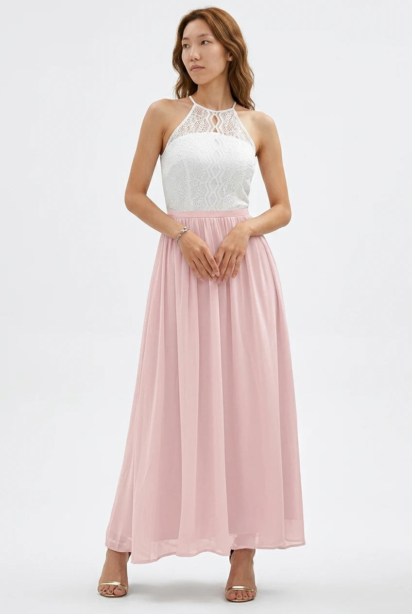 CT|Damen Hochzeitsgast Halter Maxi Kleid