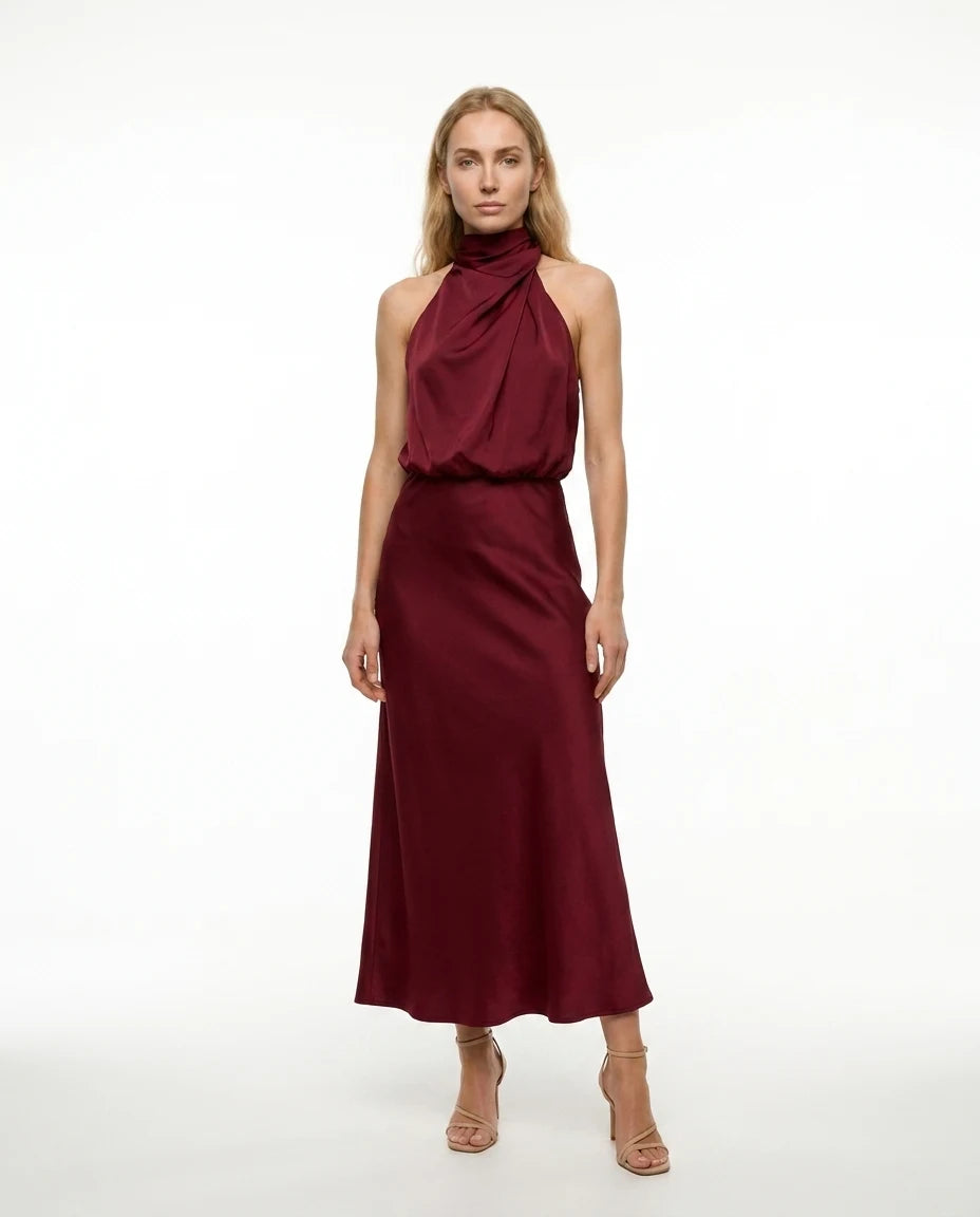 CT|Damen Elegantes Halter Abendkleid
